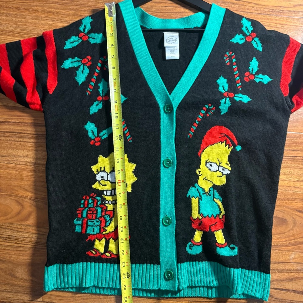 The Simpsons Christmas Cardigan Lisa Bart Holiday Ugly Sweater Medium - Picture 6 of 7